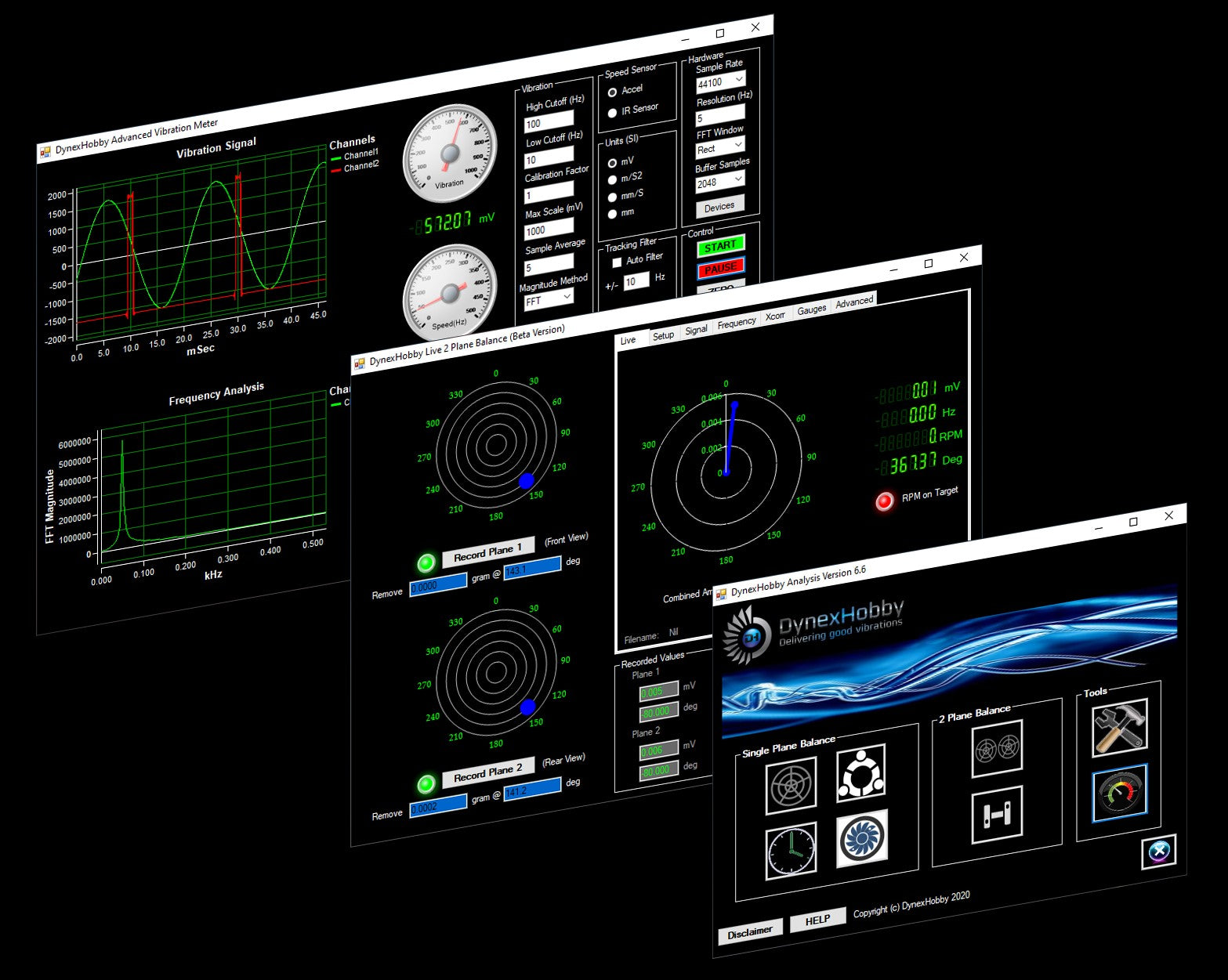Galassia offers software for FREE! The software has been under development for nearly a decade now and is the most advanced software platform for DIY balancing and vibration analysis.