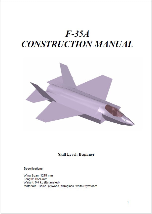 Radio Controlled F35A Jet Plans
